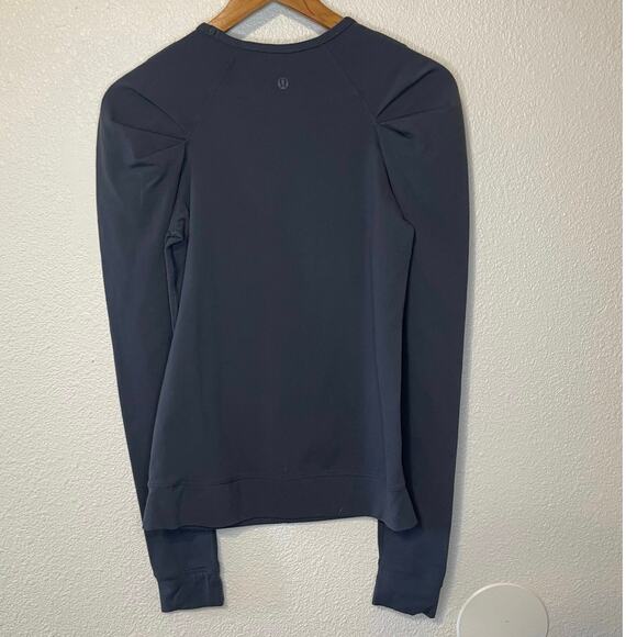 Lululemon Lab City Pullover Puff Long Sleeve Athletic Top Soot Black Size 6 - Picture 4 of 10